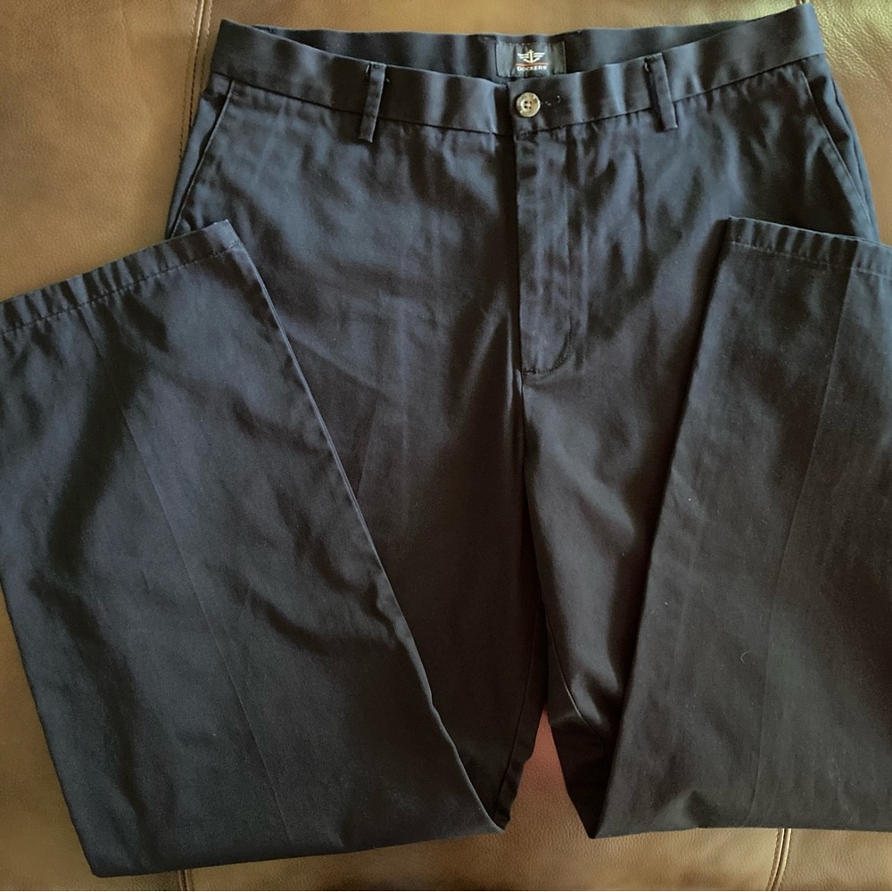 DOCKERS Flat Front Classic Fit Mens Pants Navy Blue 36x31
